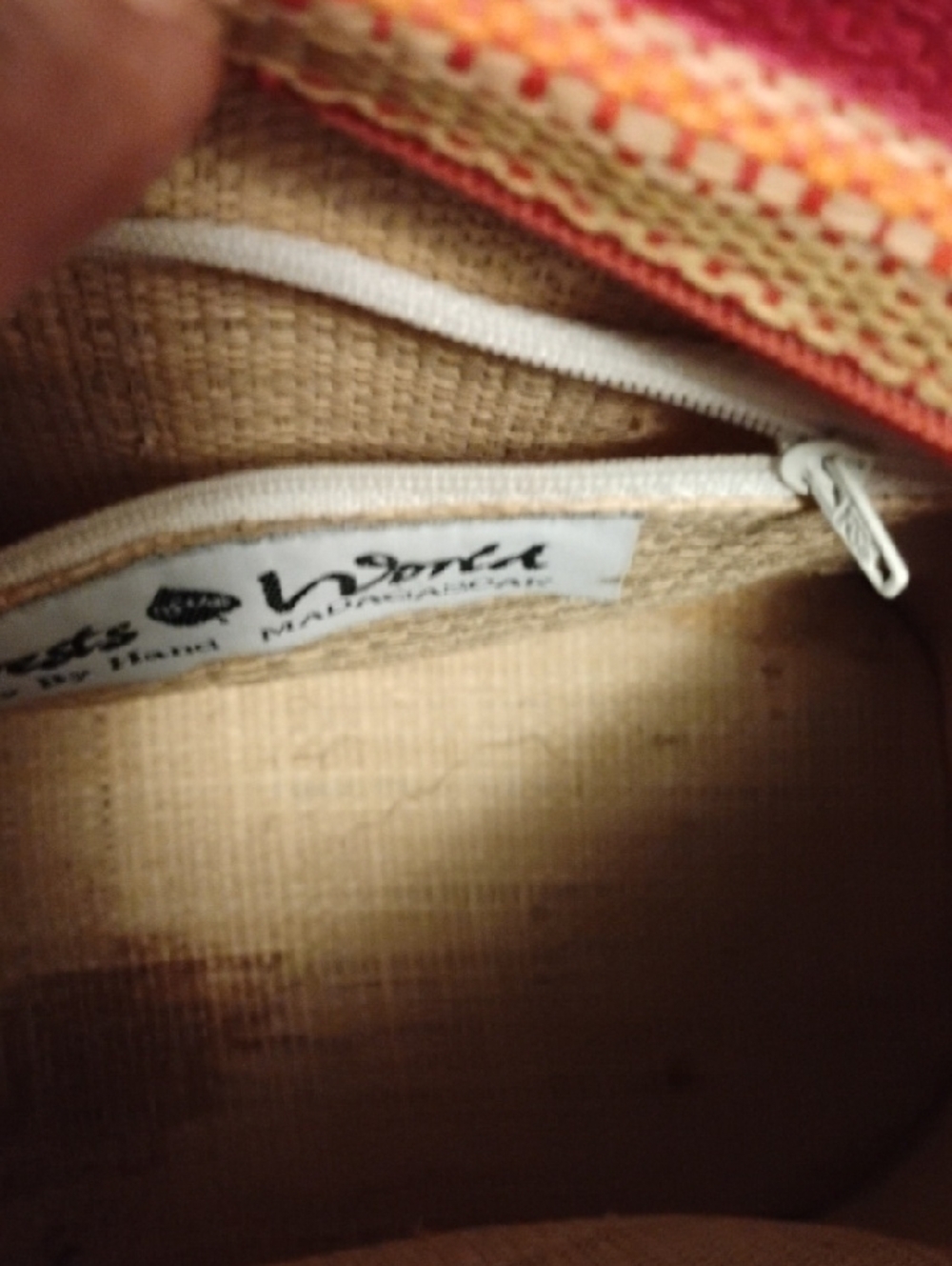 Colorful Striped Woven Tote Bag with Gold Handles - Picture 3 of 6